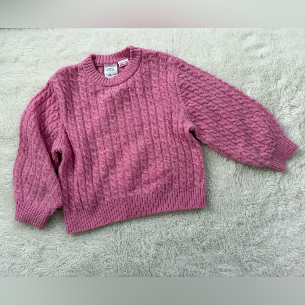 Zara Pink Textured Cable Knit Sweater